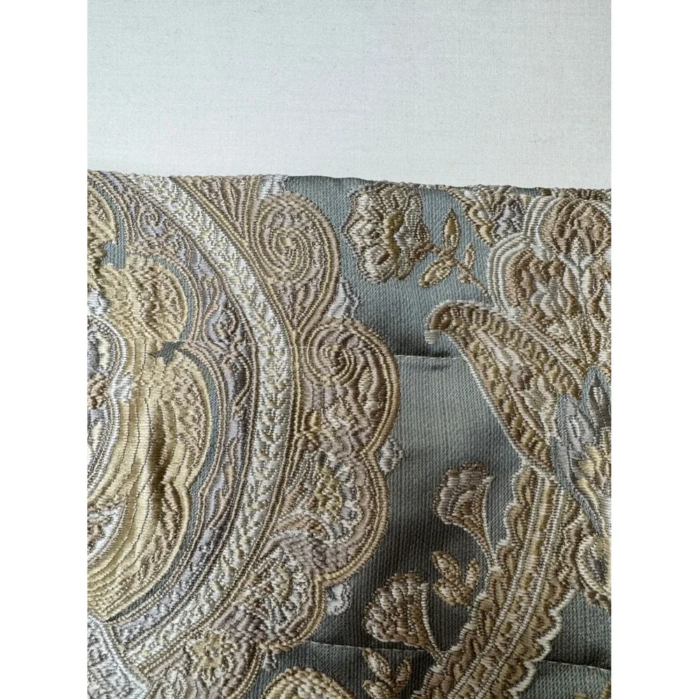 Rose Tree Norwich Medallion Set 5 Blue Gold Damask Paisley Lined Valances Luxury